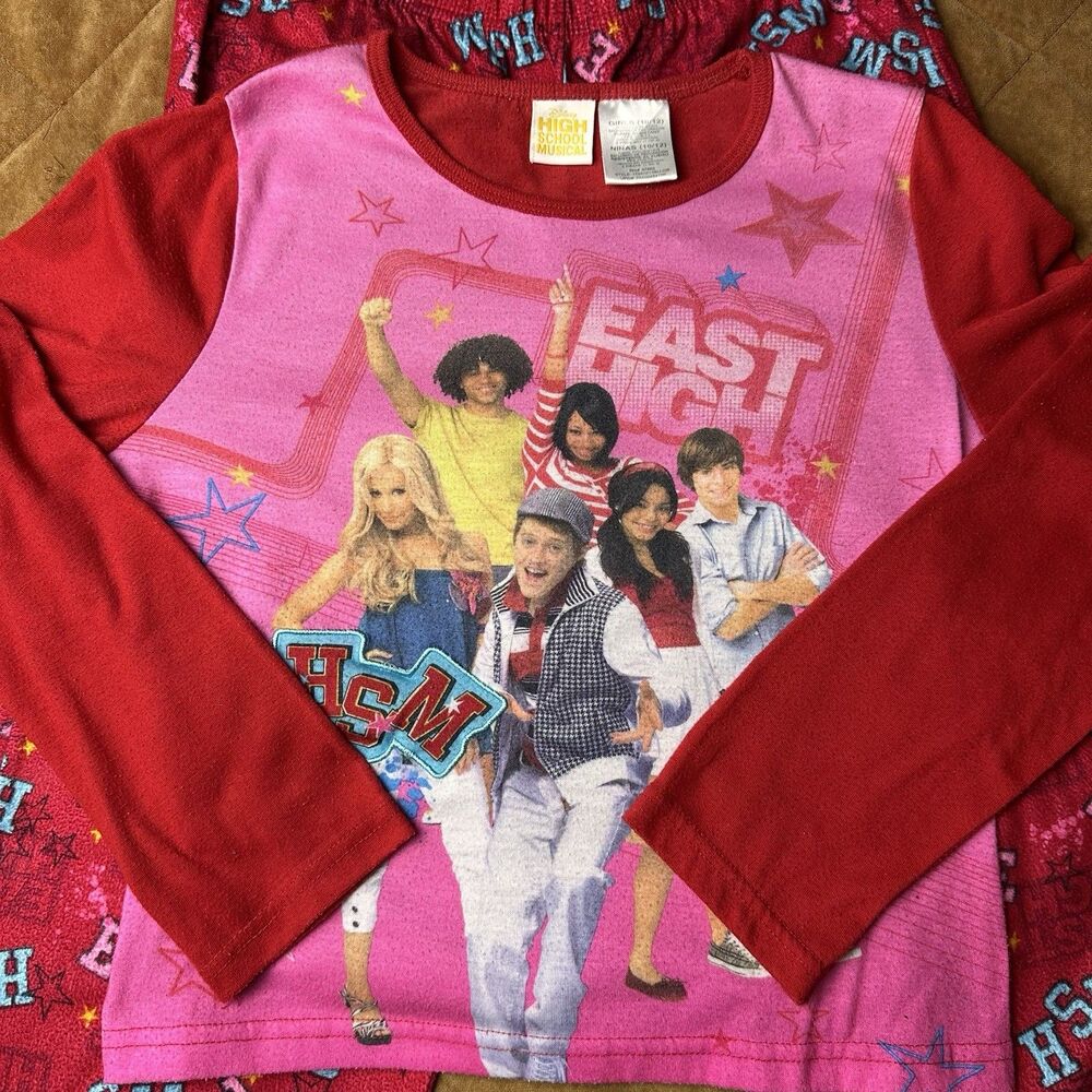Vintage Y2K Disney High School Musical Pajamas Set Girls 10/12 East High PJs Set